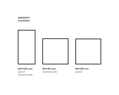 Dlaždice Infinity Travertin v rôznych veľkostiach: 60x120 cm leštené, 90x90 cm matné, 89x89 cm leštené