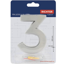 Číslo domu 3 z hliníka, výška 100 mm