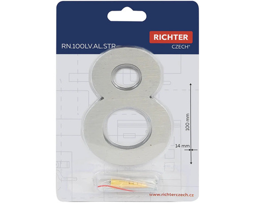 Číslo domu 8 z hliníka, výška 100 mm