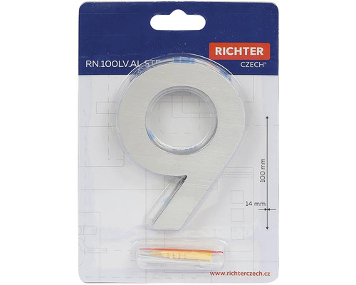Číslo domu 9 z hliníka, výška 100 mm, vrátane montážneho materiálu