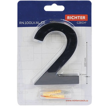 Domové číslo 2 z hliníka, výška 100 mm, vrátane upevňovacieho materiálu