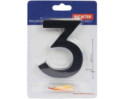 Číslo domu 3 z plastu, výška 100 mm