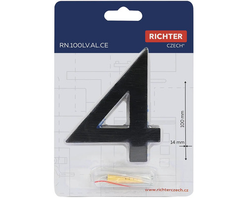 Číslo domu 4 z kovu, výška 100 mm