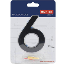 Číslo domu 6 z hliníka, výška 100 mm