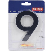 Číslo domu Deväť z hliníka, výška 100 mm, vrátane montážneho materiálu