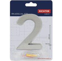 Domové číslo 2 z hliníka, výška 100 mm