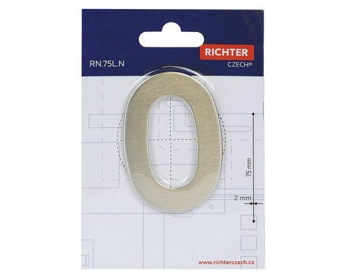 Číslo domu nula z kovu, vysoké 75 milimetrov