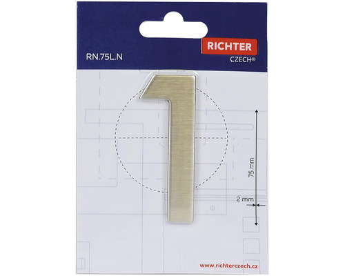 Číslo domu 1, kovové, vysoké 75 milimetrov