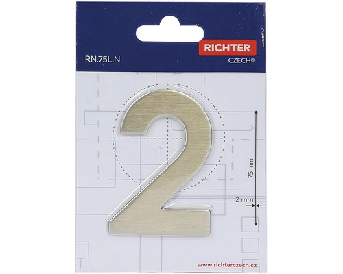 Domové číslo Dva z kovu, výška 75 milimetrov