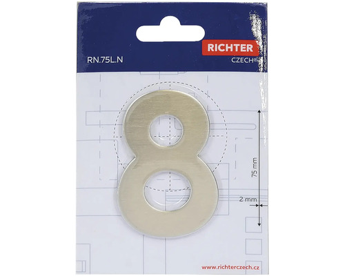 Domové číslo 8 z kovu, výška 75 mm