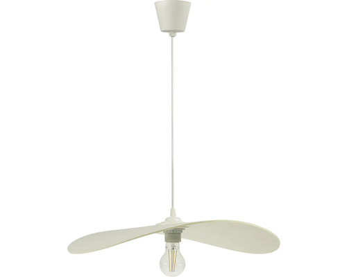 Biele závesné svietidlo s ozdobným tienidlom a žiarovkou