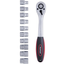 Sada račňového kľúča s rôznymi nástrčkovými hlavicami