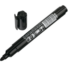 Čierny permanentný popisovač so zloženým viečkom