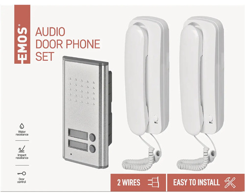 Audio dverový telefón sada s dvoma slúchadlami a vonkajšou jednotkou