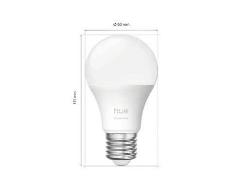 Žiarovka Philips Hue Essential s rozmermi 111 mm výška a 60 mm priemer