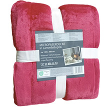 Ružová deka z mikrovlákna vzhľad ovčej kožešiny, približne 150 x 200 cm