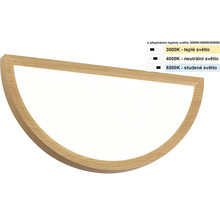 Polkruhové LED nástenné svietidlo s dreveným rámom a nastaviteľnou teplotou farieb