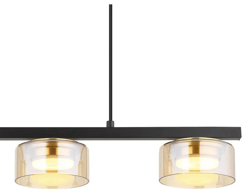 Závesné svietidlo s dvoma žiarovkami a priehľadnými sklenenými tienidlami