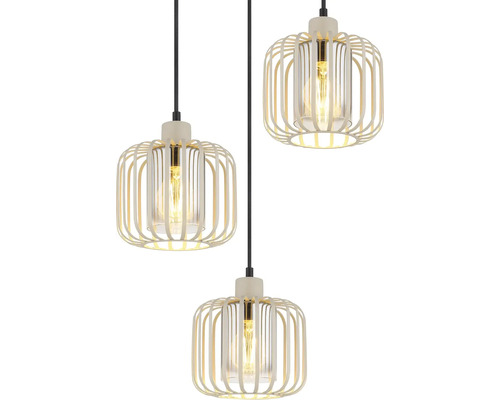 Závesné svietidlo s tromi žiarovkami a klietkovým dizajnom