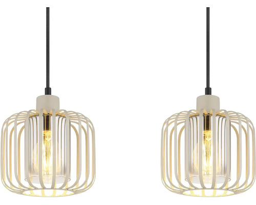 Dve závesné svietidlá s klietkovým dizajnom a čírou sklenenou vložkou