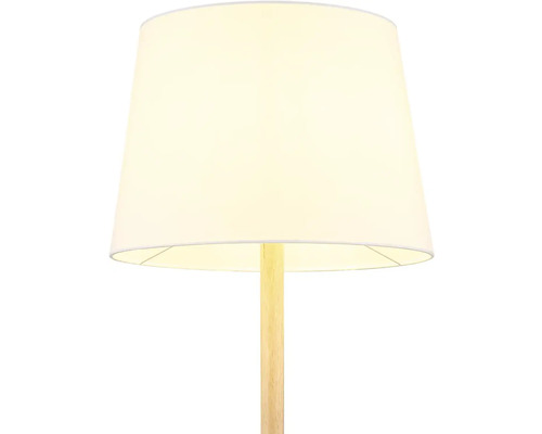 Stojacia lampa s tienidlom a drevenou nohou