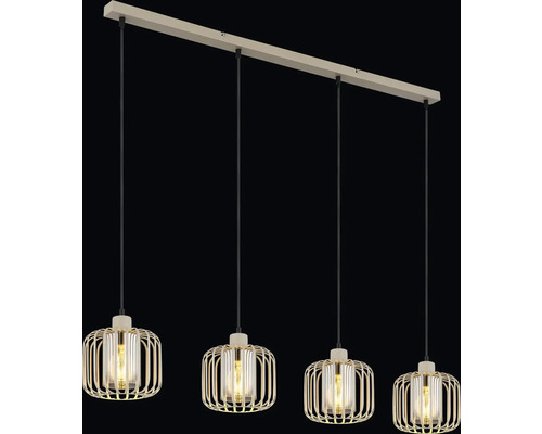 Štvorplameňové závesné svietidlo s tienidlom v tvare klietky