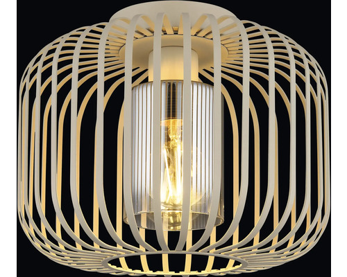 Stropné svietidlo s tienidlom z kovových lamiel a skleneného valca