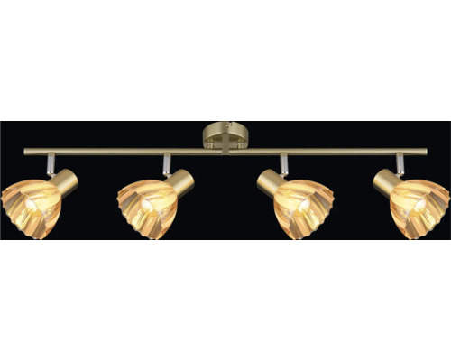 Štvorplameňové stropné svietidlo so sklenenými tienidlami