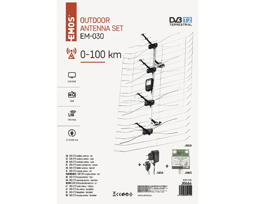 Vonkajšia anténová súprava EMOS DVB-T/T2 pre vonkajšie použitie