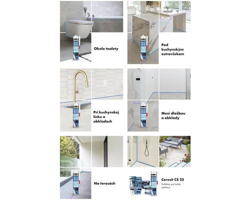 Príklady použitia silikónu Ceresit CS 25
