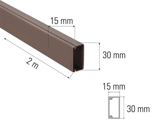 Štvorcová trubka s dĺžkou dva metre s rozmermi 15 milimetrov x 30 milimetrov
