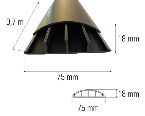 Detailný záber káblovej hadice s rozmermi