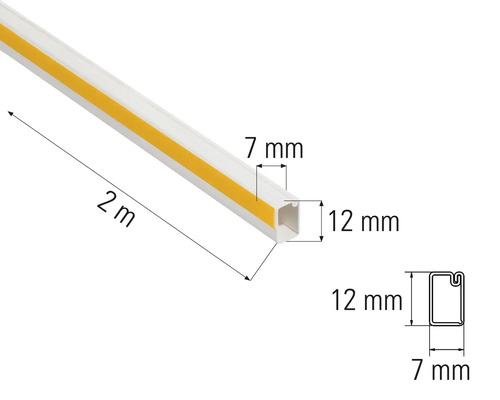 Plastový káblový kanál, dĺžka 2 metre, s rozmermi