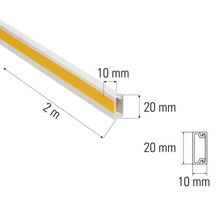 Plastová profilová lišta, dĺžka 2 metre, s rozmermi