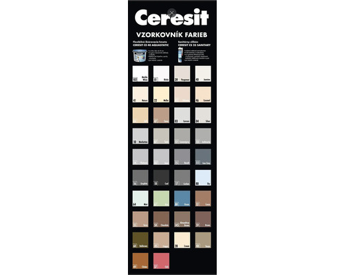 Vzorkovník farieb Ceresit pre flexibilnú škárovaciu hmotu a sanitárny silikón