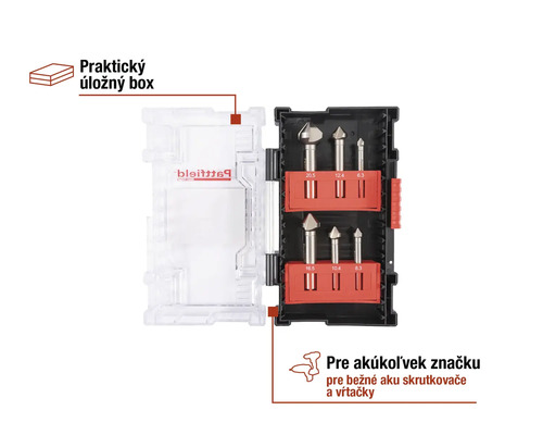 Sada stupňovitých vrtákov v úložnom boxe