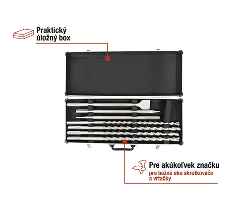 Sada sekáčov pre vŕtacie kladivá s úložným kufríkom