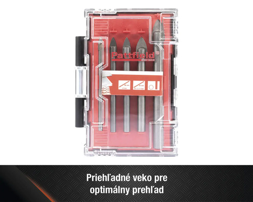 Sada vrtákov na sklo Pattfield v priehľadnom plastovom puzdre
