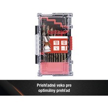 Sada vrtákov z rýchloreznej ocele v priehľadnej krabičke