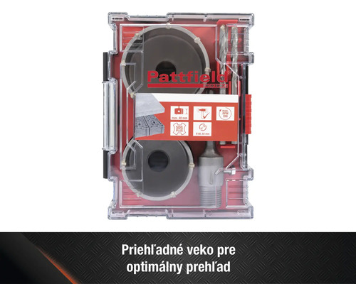 Sada korunových vrtákov Pattfield Ergo Tools v úložnom kufríku