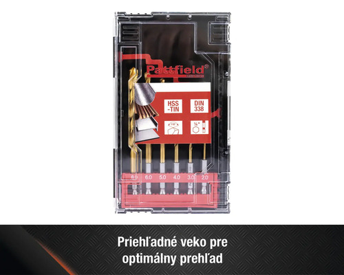 Sada vrtákov do kovu Pattfield HSS v úložnom boxe