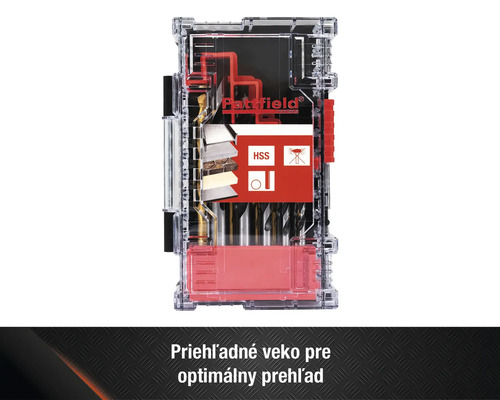 Sada vrtákov v priehľadnej plastovej krabičke