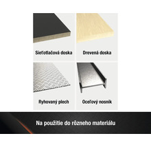 Prehľad rôznych materiálov: sieťotlačová doska, drevená doska, ryhovaný plech, oceľový nosník
