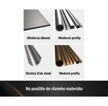 Prehľad produktov z rôznych materiálov: hliníkový dibond, hliníkové profily, zinkový odkvap a medené profily.