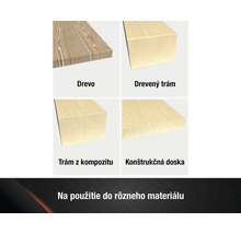 Ilustrácia rôznych drevených materiálov: drevo, drevený trám, kompozitný trám a stavebná doska.