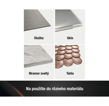 Ilustrácia rôznych materiálov: dlaždice, sklo, svetlý mramor a tehla.