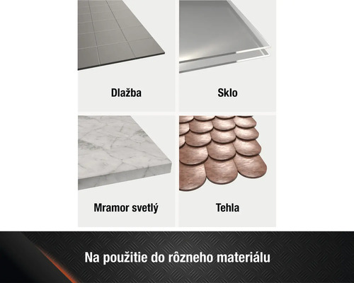 Ilustrácia rôznych materiálov: dlaždice, sklo, svetlý mramor a tehla.