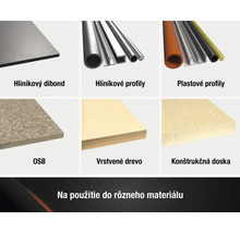 Prehľad produktov: hliníkové kompozitné dosky, hliníkové profily, plastové profily, OSB dosky, vrstvené drevo a konštrukčné dosky.