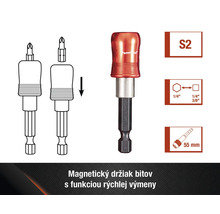 Magnetický držiak bitov Pattfield s funkciou rýchlej výmeny