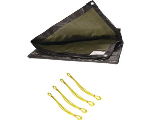 Plachta s očkami a upevňovacími lanami